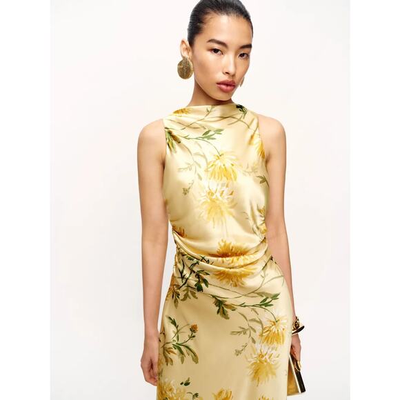 Reformation Anaiis Silk Dress Honeyglow - Picture 3 of 13